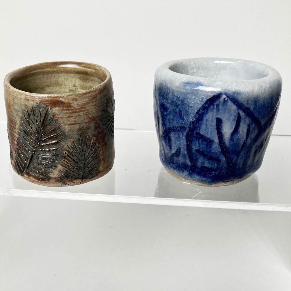 Handmade Studio Pottery Salt Cellars Pinch Bowls Toothpick Match Bowls Set of 2 - Picture 3 of 8